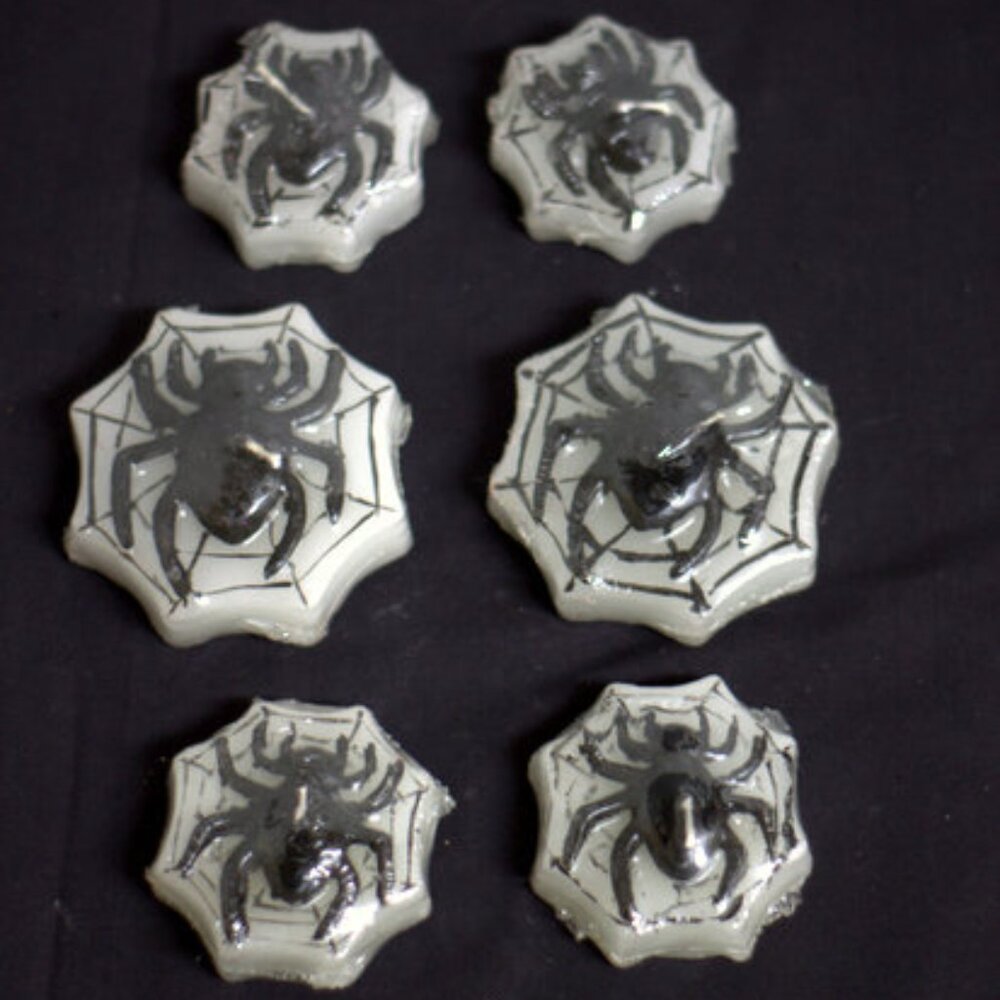 Halloween Spider Floating Candle Web Shaped Party Decor Black White Set of 6